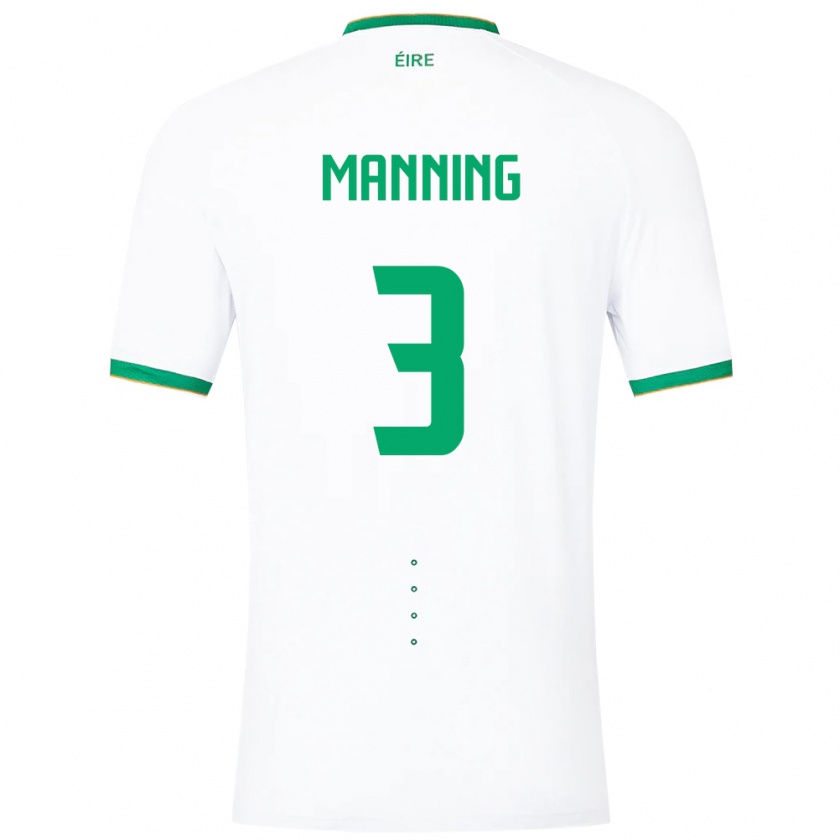 Kandiny Femme Maillot Irlande Ryan Manning #3 Blanc Tenues Extérieur 24-26 T-Shirt