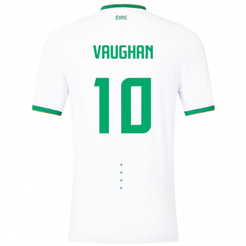 Kandiny Femme Maillot Irlande Harry Vaughan #10 Blanc Tenues Extérieur 24-26 T-Shirt