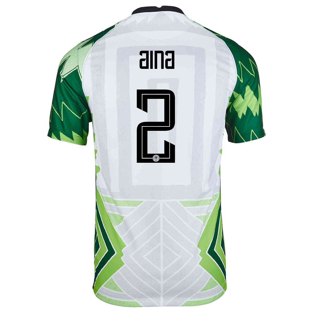 Homme Équipe Du Nigeria De Football Maillot Ola Aina #2 Tenues Domicile Vert Blanc 2021