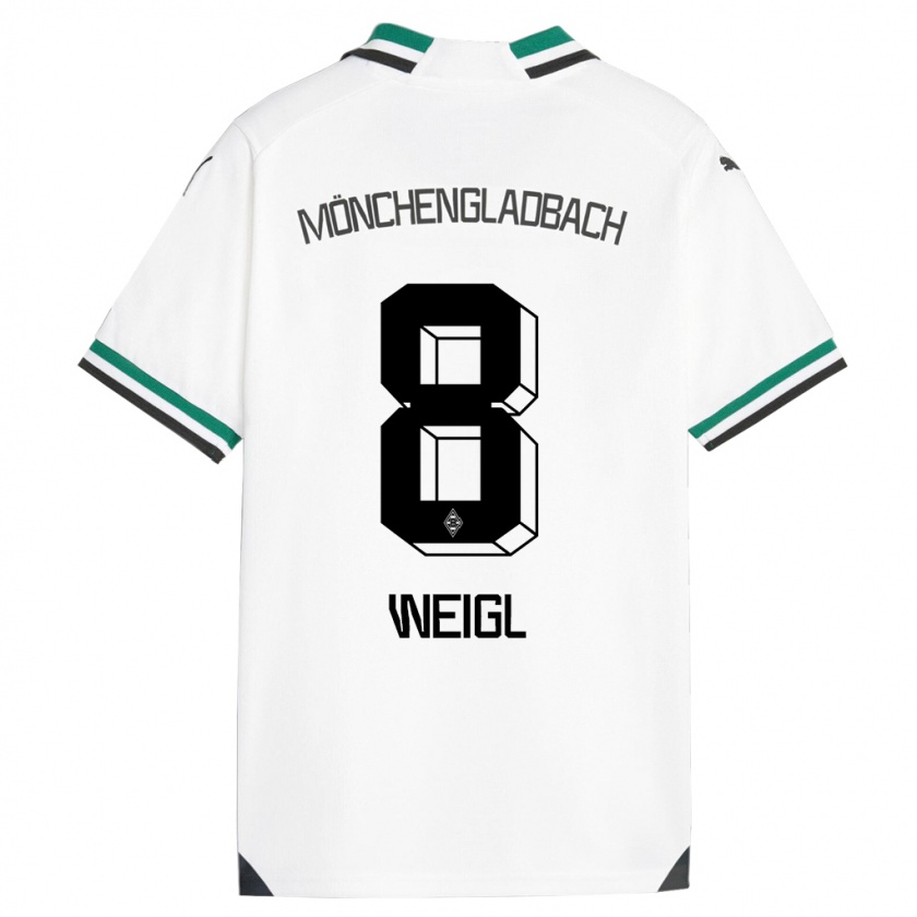 Kandiny Enfant Maillot Julian Weigl #8 Blanc Vert Tenues Domicile 2023/24 T-Shirt