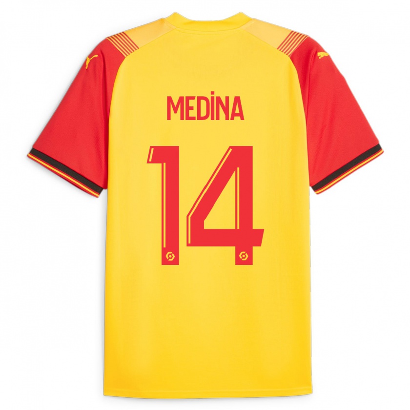 Kandiny Enfant Maillot Facundo Medina #14 Jaune Tenues Domicile 2023/24 T-Shirt