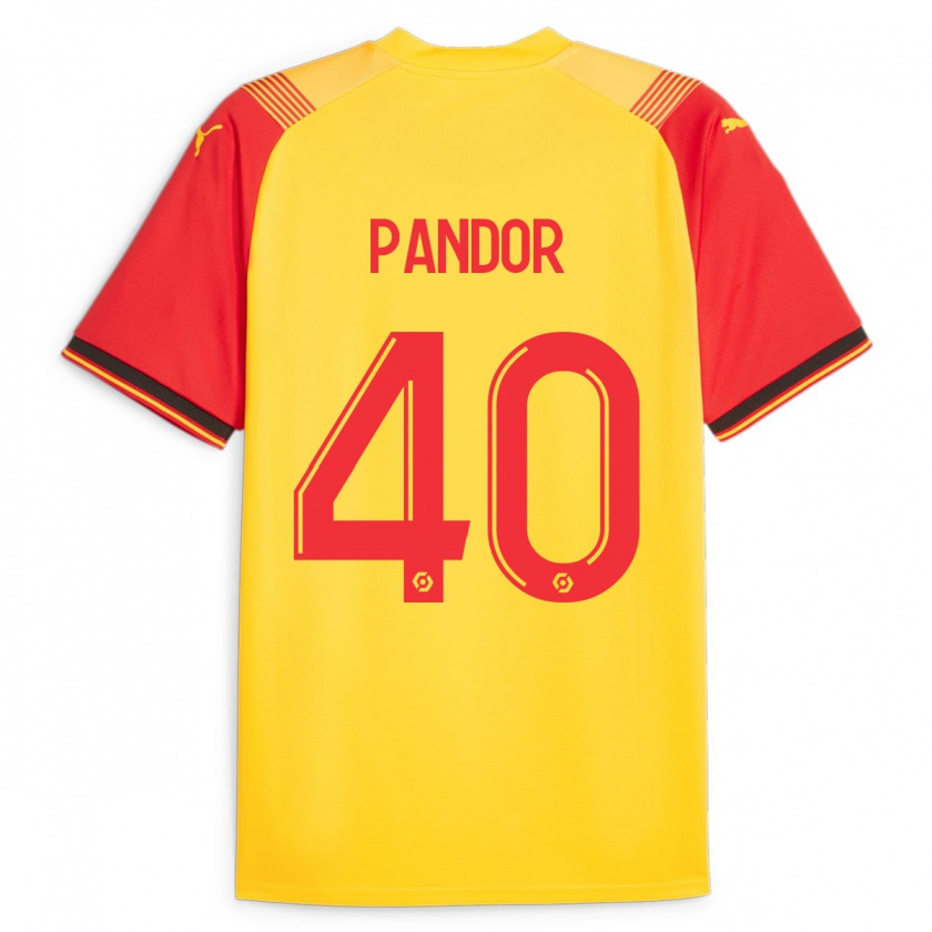 Kandiny Enfant Maillot Yannick Pandor #40 Jaune Tenues Domicile 2023/24 T-Shirt