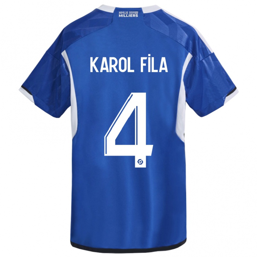 Kandiny Enfant Maillot Karol Fila #4 Bleu Tenues Domicile 2023/24 T-Shirt