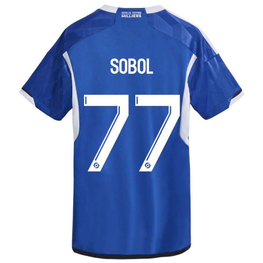 Kandiny Enfant Maillot Eduard Sobol #77 Bleu Tenues Domicile 2023/24 T-Shirt