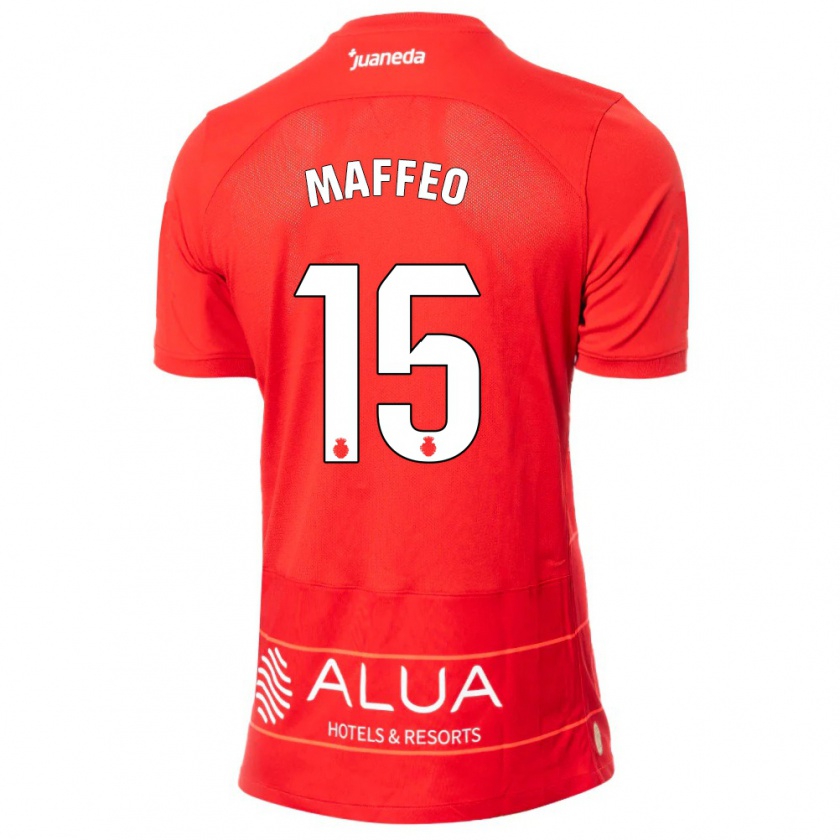 Kandiny Enfant Maillot Pablo Maffeo #15 Rouge Tenues Domicile 2023/24 T-Shirt