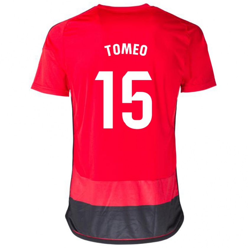 Kandiny Enfant Maillot Pablo Tomeo #15 Rouge Noir Tenues Domicile 2023/24 T-Shirt