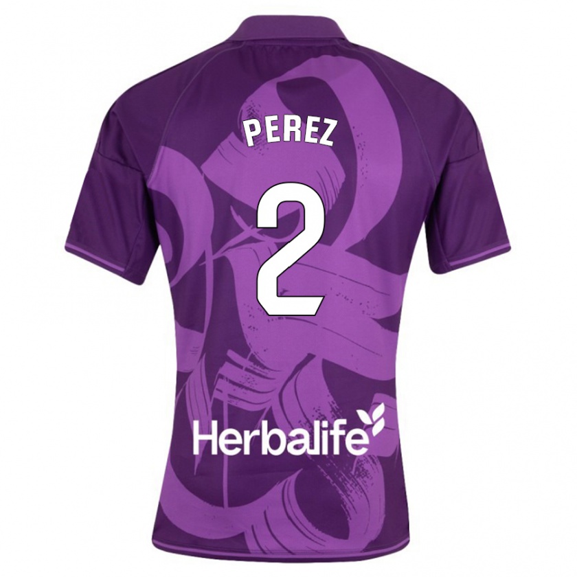 Kandiny Enfant Maillot Iker Pérez #2 Violet Tenues Extérieur 2023/24 T-Shirt