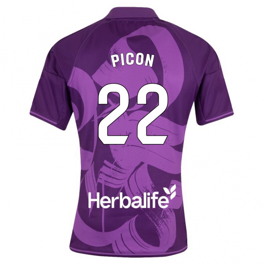 Kandiny Enfant Maillot Pablo Picón #22 Violet Tenues Extérieur 2023/24 T-Shirt