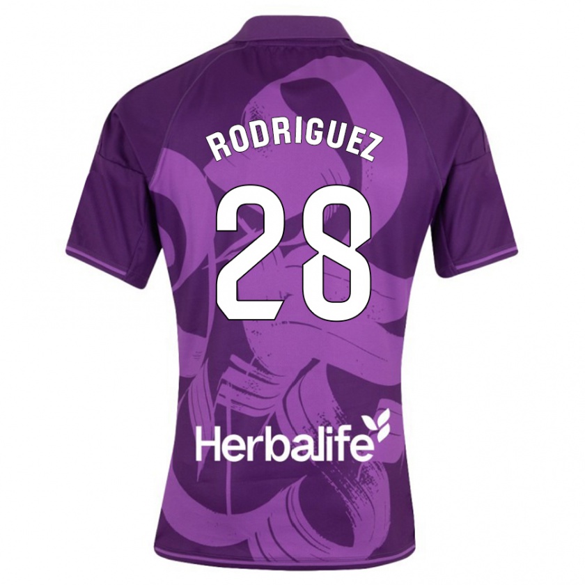 Kandiny Enfant Maillot Yago Rodríguez #28 Violet Tenues Extérieur 2023/24 T-Shirt