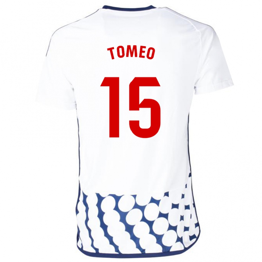 Kandiny Enfant Maillot Pablo Tomeo #15 Blanc Tenues Extérieur 2023/24 T-Shirt