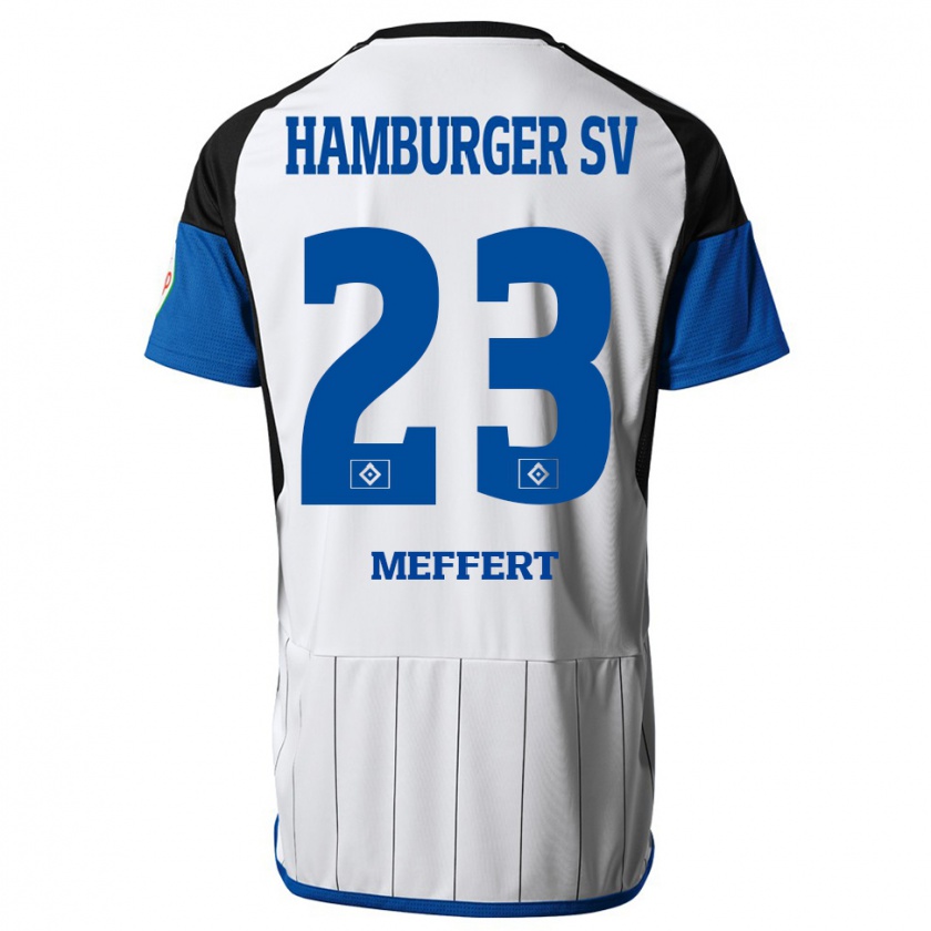 Kandiny Homme Maillot Jonas Meffert #23 Blanc Tenues Domicile 2023/24 T-Shirt