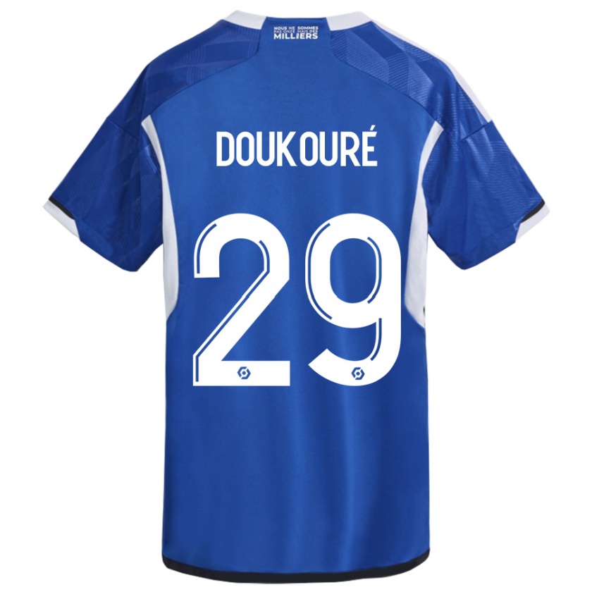 Kandiny Homme Maillot Ismaël Doukouré #29 Bleu Tenues Domicile 2023/24 T-Shirt