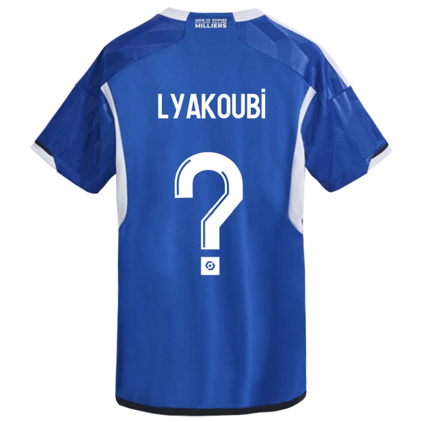 Kandiny Homme Maillot Oussama Lyakoubi #0 Bleu Tenues Domicile 2023/24 T-Shirt