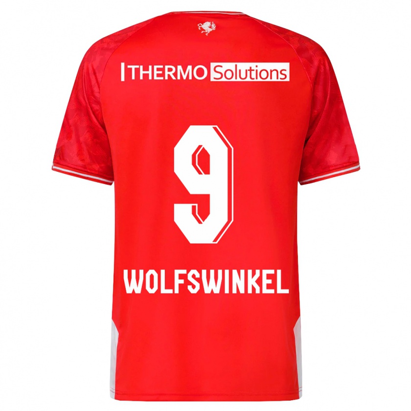 Kandiny Homme Maillot Ricky Van Wolfswinkel #9 Rouge Tenues Domicile 2023/24 T-Shirt