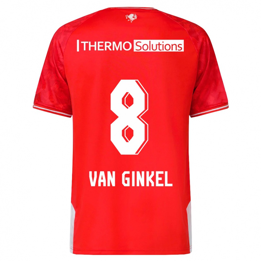 Kandiny Homme Maillot Danique Van Ginkel #8 Rouge Tenues Domicile 2023/24 T-Shirt