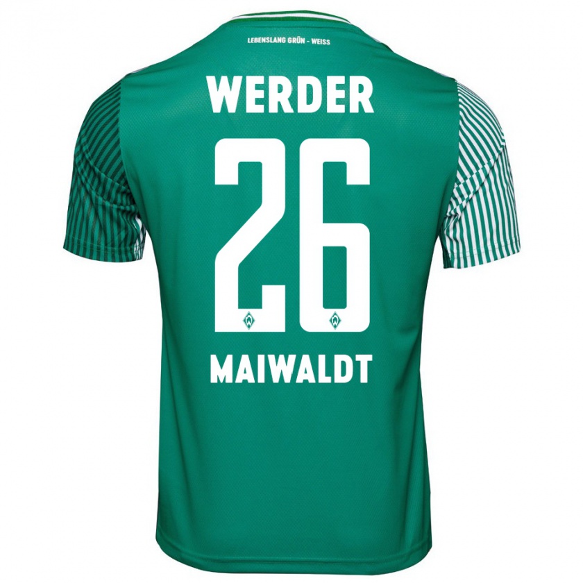 Kandiny Femme Maillot Julius Maiwaldt #26 Vert Tenues Domicile 2023/24 T-Shirt