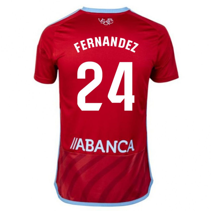 Kandiny Femme Maillot César Fernández #24 Rouge Tenues Extérieur 2023/24 T-Shirt