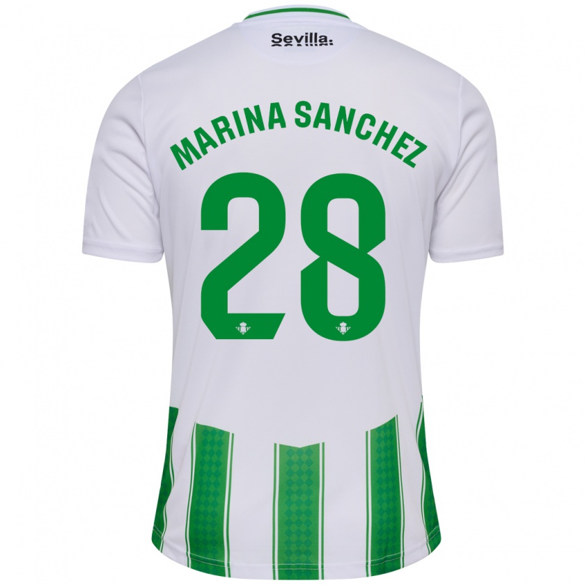 Kandiny Enfant Maillot Marina Sánchez #28 Blanc Tenues Domicile 2023/24 T-Shirt