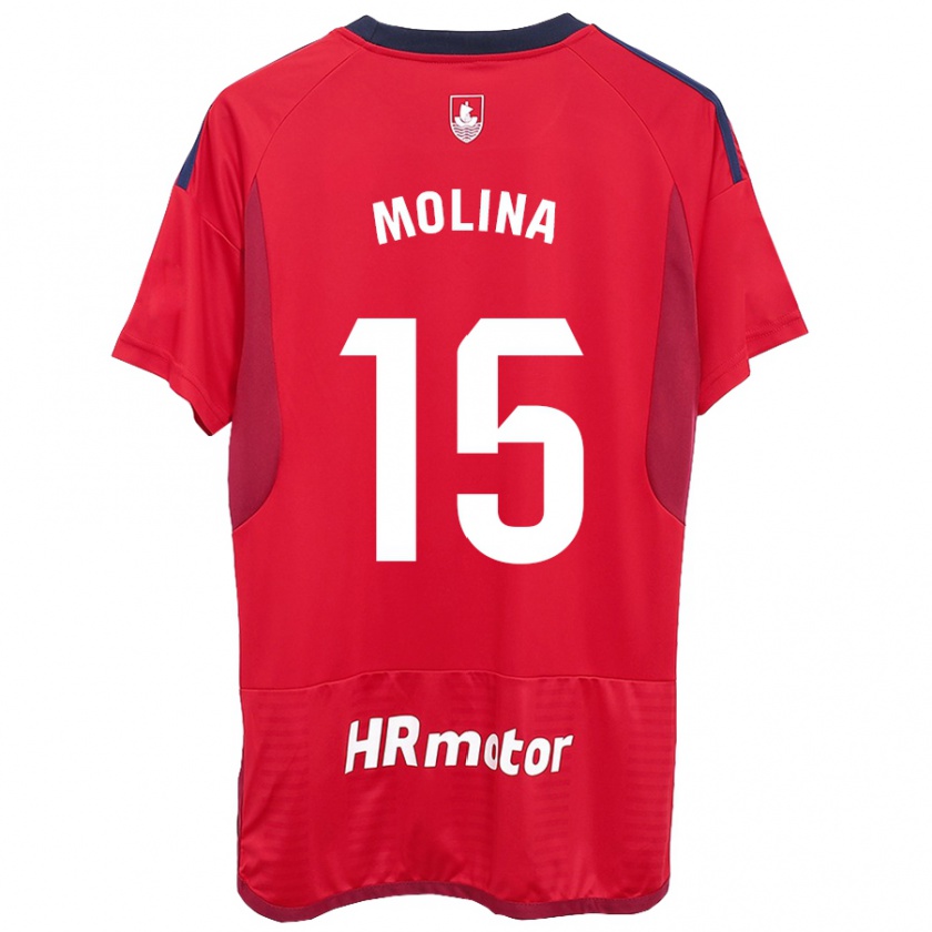 Kandiny Enfant Maillot Guillem Molina #15 Rouge Tenues Domicile 2023/24 T-Shirt