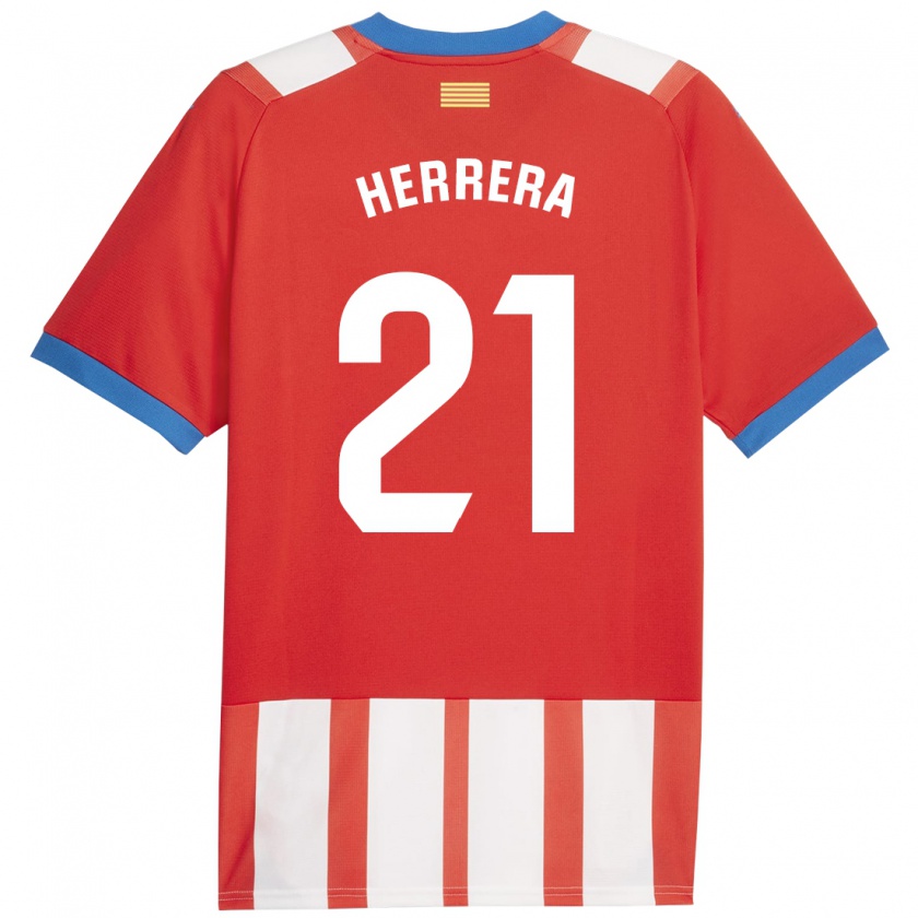 Kandiny Enfant Maillot Yangel Herrera #21 Rouge Blanc Tenues Domicile 2023/24 T-Shirt