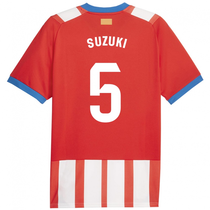 Kandiny Enfant Maillot Wadi Ibrahim Suzuki #5 Rouge Blanc Tenues Domicile 2023/24 T-Shirt