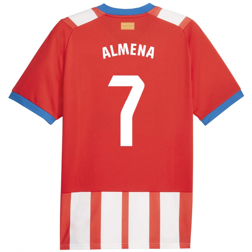 Kandiny Enfant Maillot Iker Almena #7 Rouge Blanc Tenues Domicile 2023/24 T-Shirt