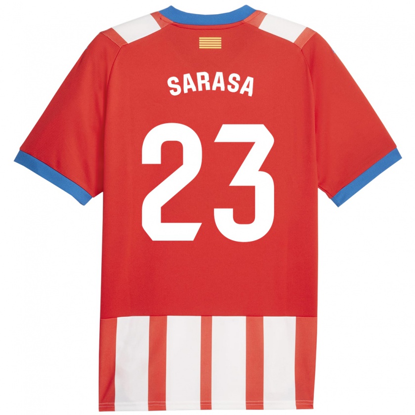 Kandiny Enfant Maillot Javier Sarasa #23 Rouge Blanc Tenues Domicile 2023/24 T-Shirt