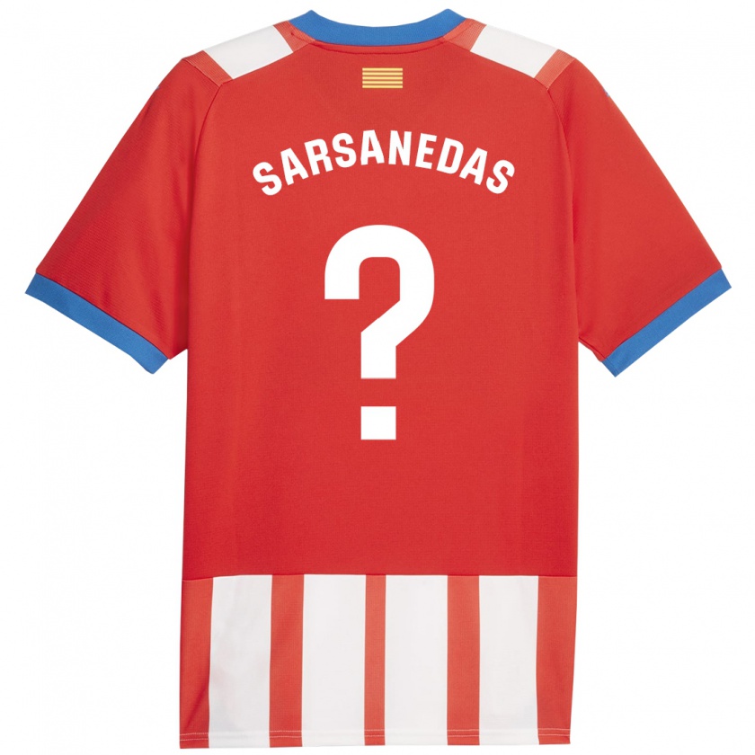 Kandiny Enfant Maillot Joao Sarsanedas #0 Rouge Blanc Tenues Domicile 2023/24 T-Shirt