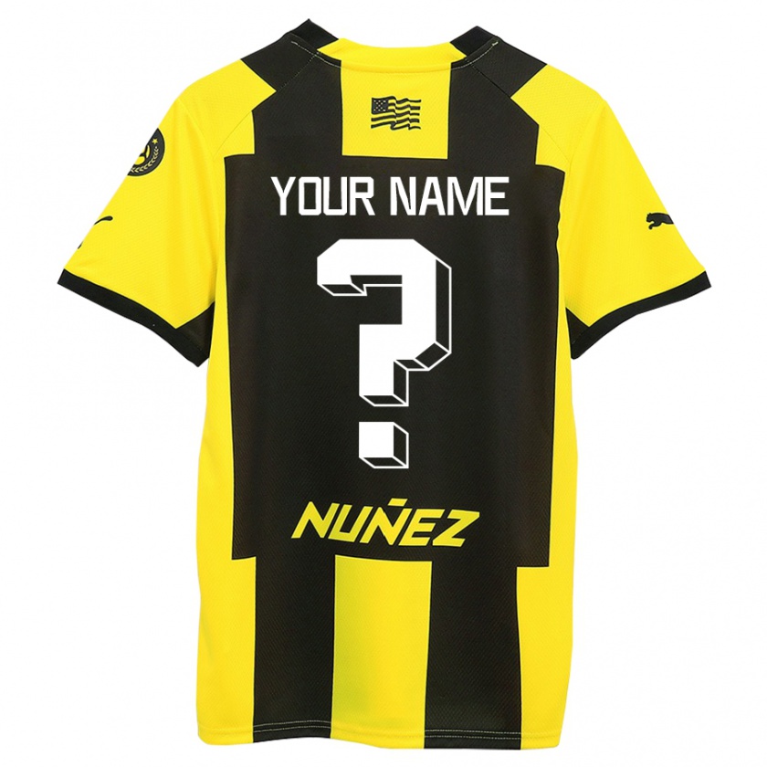 Kandiny Enfant Maillot Votre Nom #0 Jaune Noir Tenues Domicile 2023/24 T-Shirt