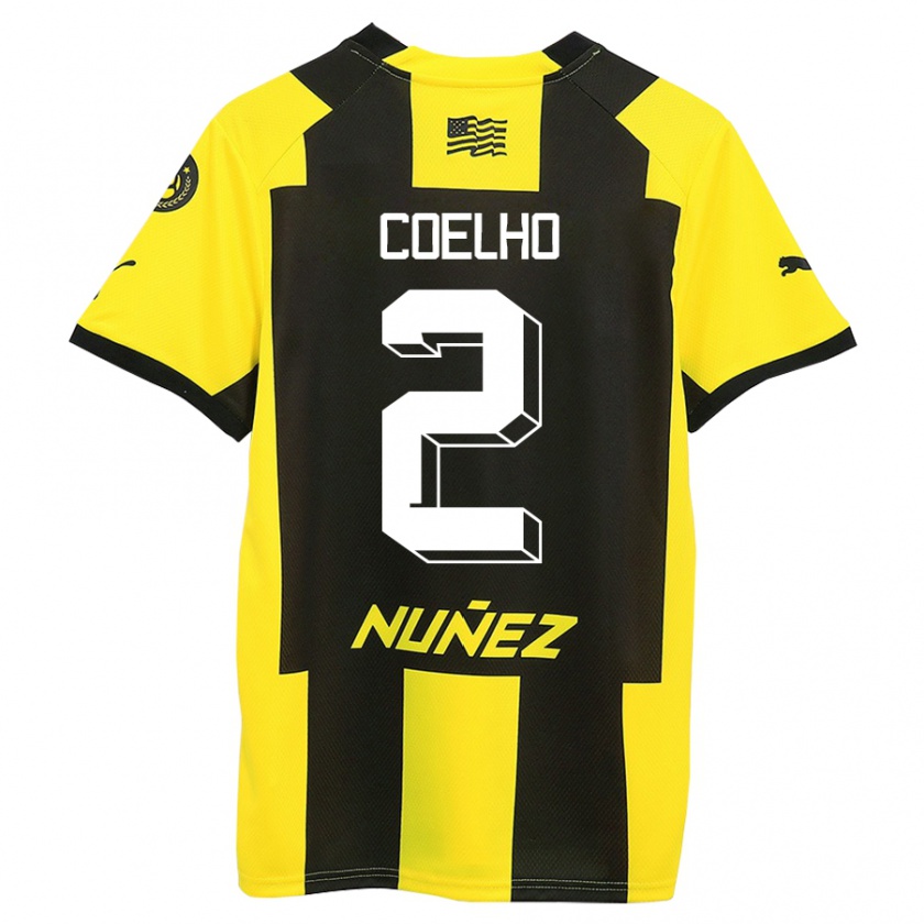 Kandiny Enfant Maillot Léo Coelho #2 Jaune Noir Tenues Domicile 2023/24 T-Shirt