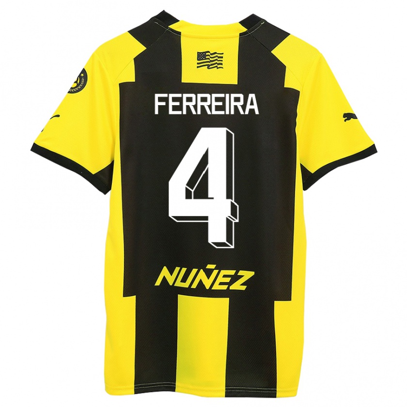 Kandiny Enfant Maillot Joaquín Ferreira #4 Jaune Noir Tenues Domicile 2023/24 T-Shirt