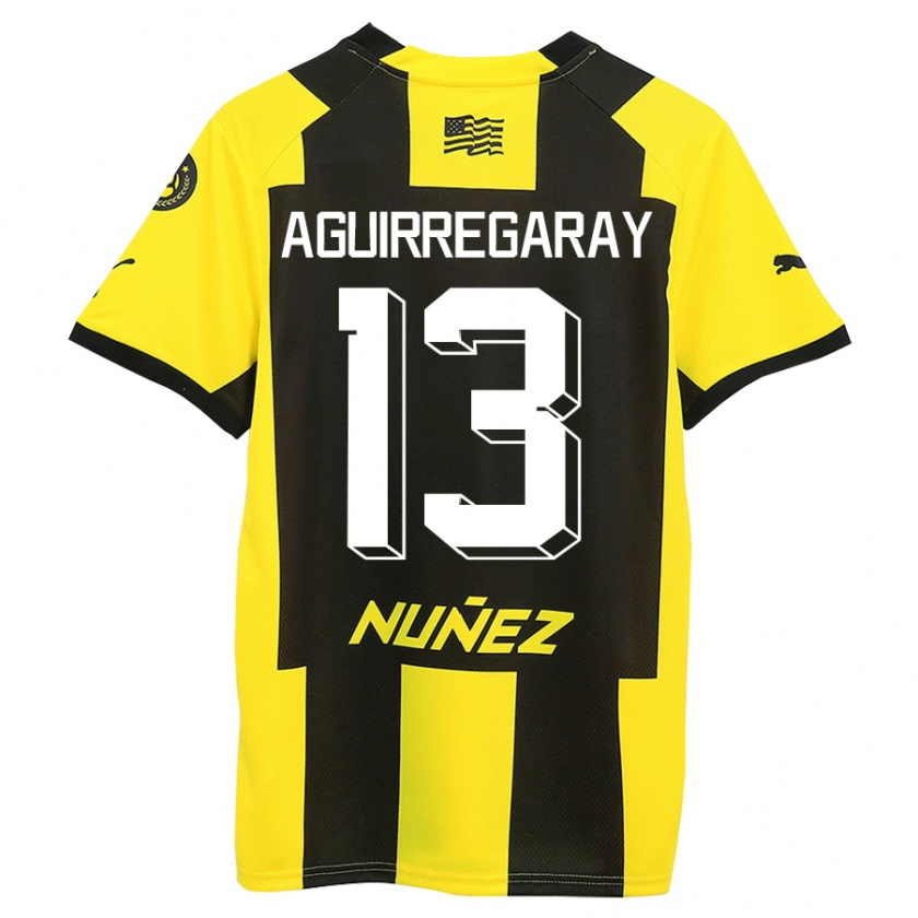 Kandiny Enfant Maillot Matías Aguirregaray #13 Jaune Noir Tenues Domicile 2023/24 T-Shirt