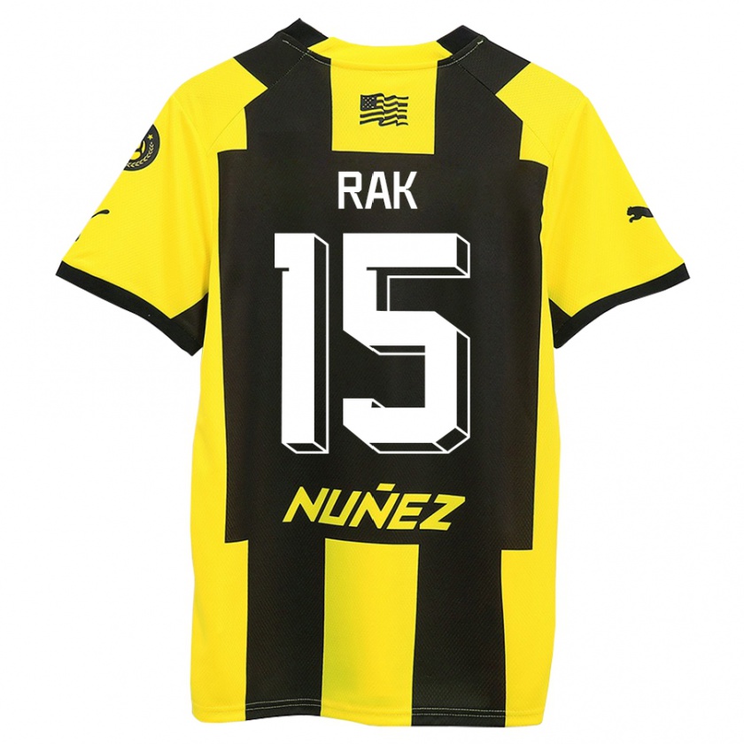 Kandiny Enfant Maillot Yonatthan Rak #15 Jaune Noir Tenues Domicile 2023/24 T-Shirt