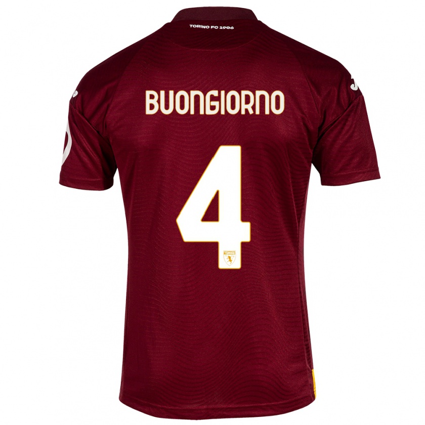 Kandiny Enfant Maillot Alessandro Buongiorno #4 Rouge Foncé Tenues Domicile 2023/24 T-Shirt