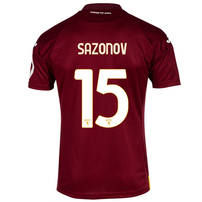 Kandiny Enfant Maillot Saba Sazonov #15 Rouge Foncé Tenues Domicile 2023/24 T-Shirt