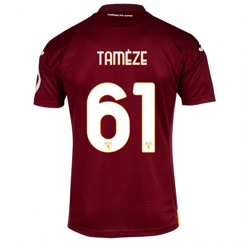 Kandiny Enfant Maillot Adrien Tamèze #61 Rouge Foncé Tenues Domicile 2023/24 T-Shirt