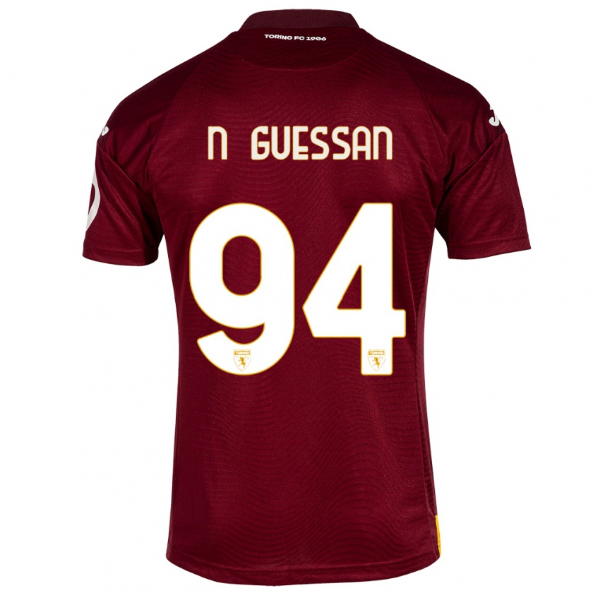 Kandiny Enfant Maillot Ange Caumenan N'guessan #94 Rouge Foncé Tenues Domicile 2023/24 T-Shirt