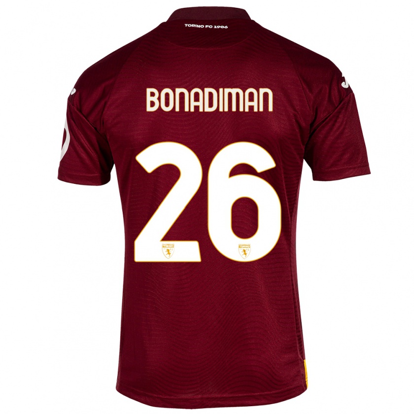 Kandiny Enfant Maillot Matteo Bonadiman #26 Rouge Foncé Tenues Domicile 2023/24 T-Shirt