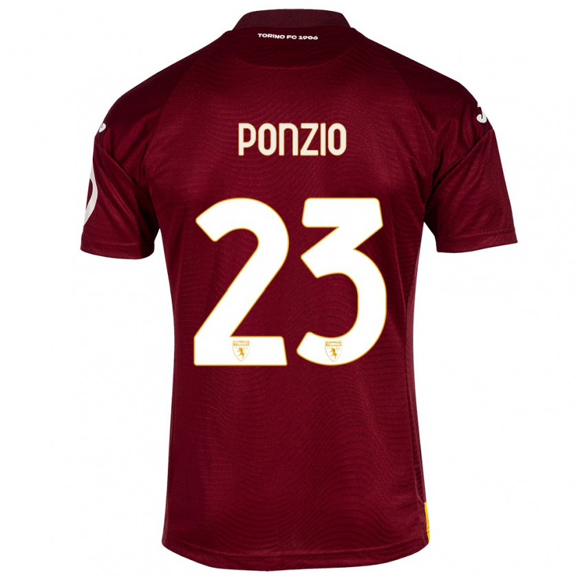 Kandiny Enfant Maillot Erika Ponzio #23 Rouge Foncé Tenues Domicile 2023/24 T-Shirt