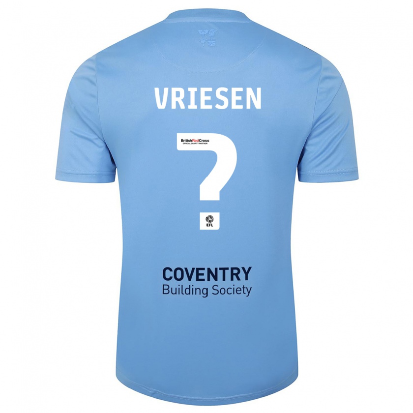 Kandiny Enfant Maillot Fabian Vriesen #0 Bleu Ciel Tenues Domicile 2023/24 T-Shirt