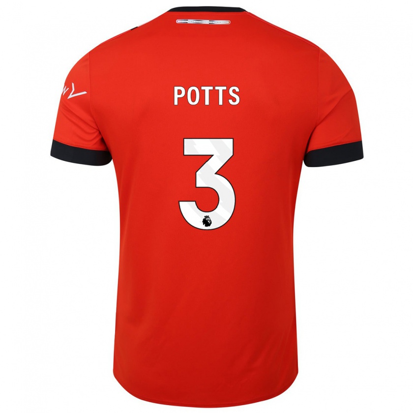 Kandiny Enfant Maillot Dan Potts #3 Rouge Tenues Domicile 2023/24 T-Shirt