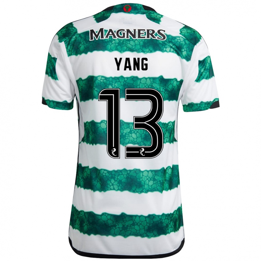 Kandiny Enfant Maillot Hyun-Jun Yang #13 Vert Tenues Domicile 2023/24 T-Shirt