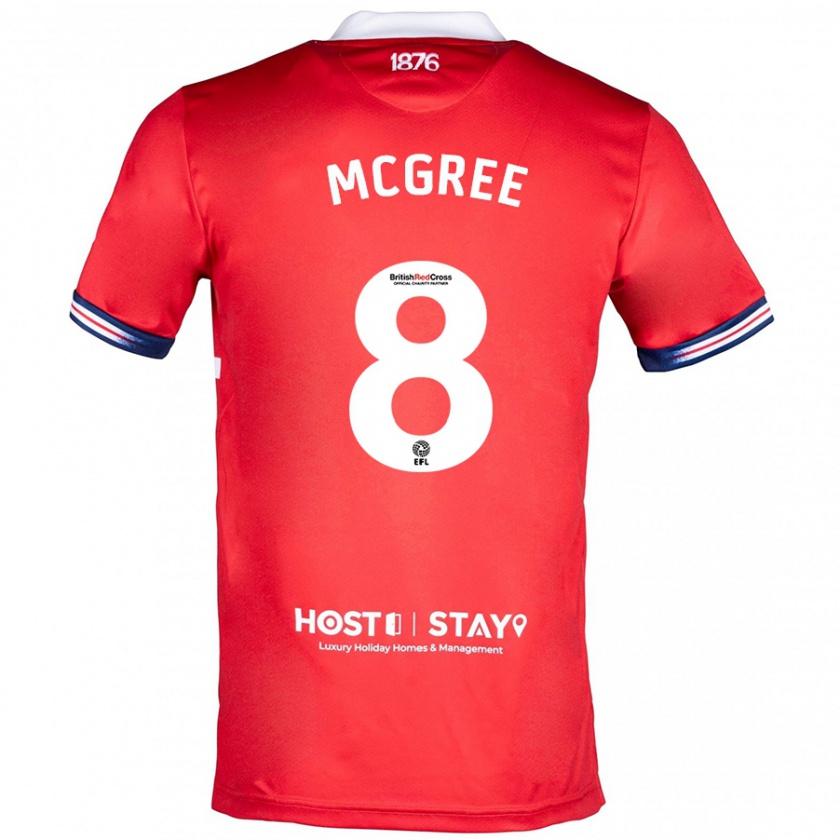 Kandiny Enfant Maillot Riley Mcgree #8 Rouge Tenues Domicile 2023/24 T-Shirt