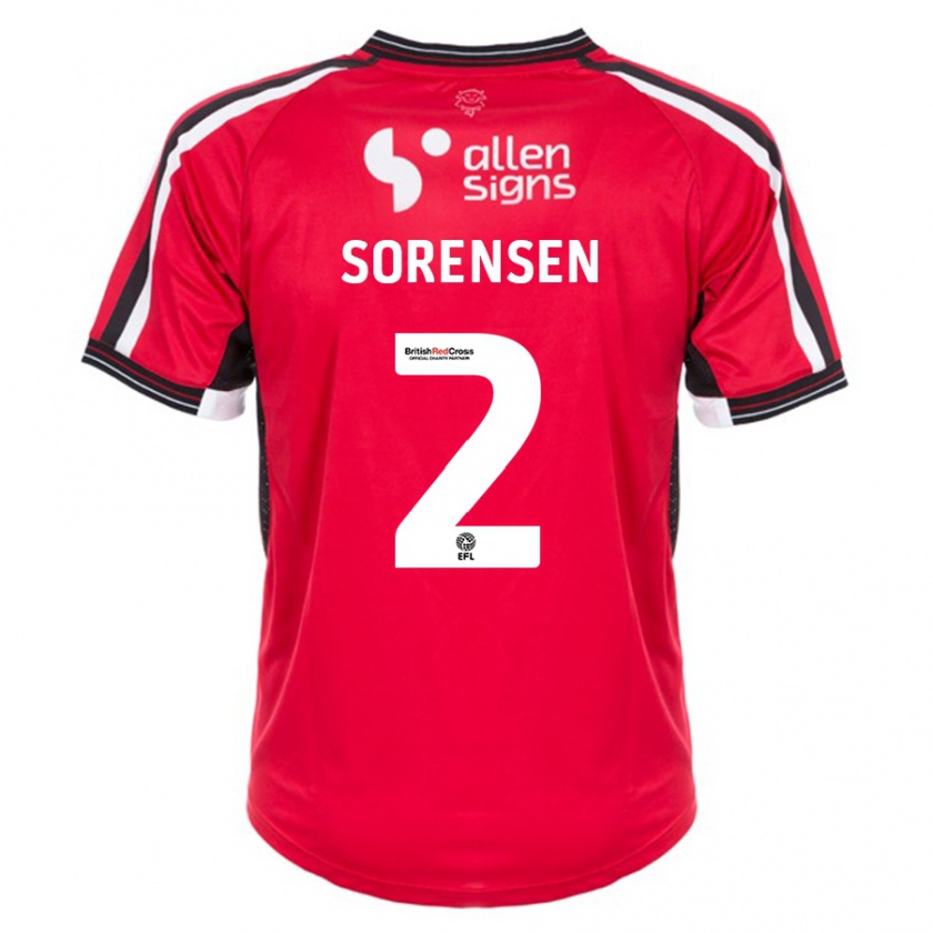 Kandiny Enfant Maillot Lasse Sörensen #2 Rouge Tenues Domicile 2023/24 T-Shirt