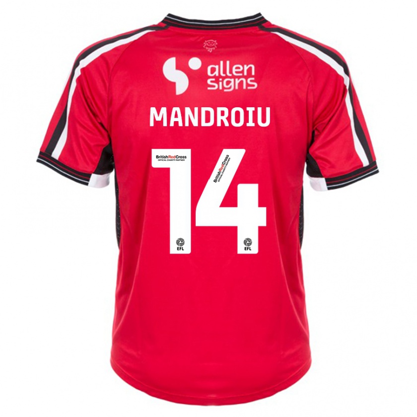 Kandiny Enfant Maillot Daniel Mandroiu #14 Rouge Tenues Domicile 2023/24 T-Shirt