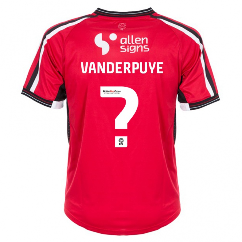 Kandiny Enfant Maillot Daniel Vanderpuye #0 Rouge Tenues Domicile 2023/24 T-Shirt