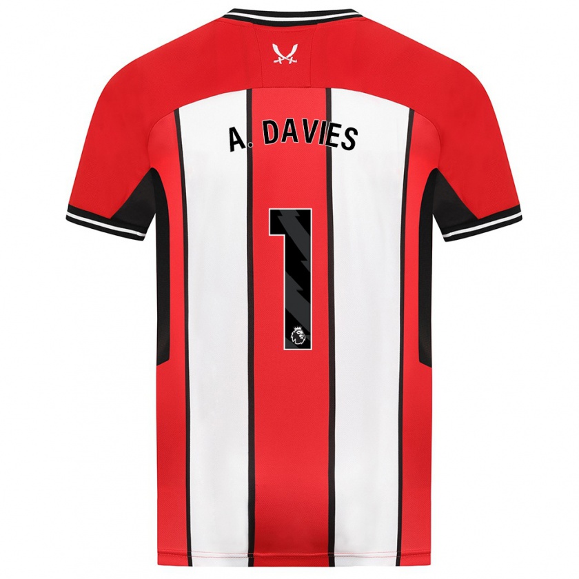 Kandiny Enfant Maillot Adam Davies #1 Rouge Tenues Domicile 2023/24 T-Shirt