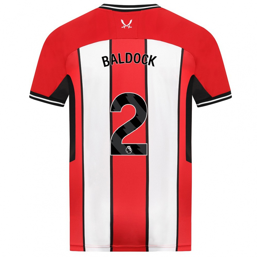 Kandiny Enfant Maillot George Baldock #2 Rouge Tenues Domicile 2023/24 T-Shirt