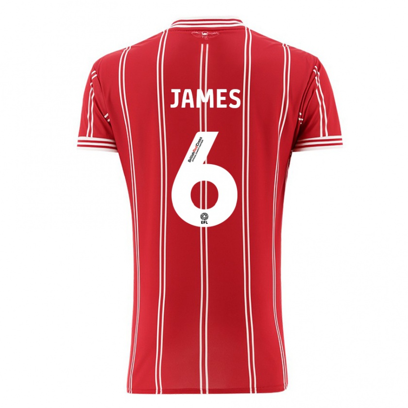 Kandiny Enfant Maillot Matty James #6 Rouge Tenues Domicile 2023/24 T-Shirt