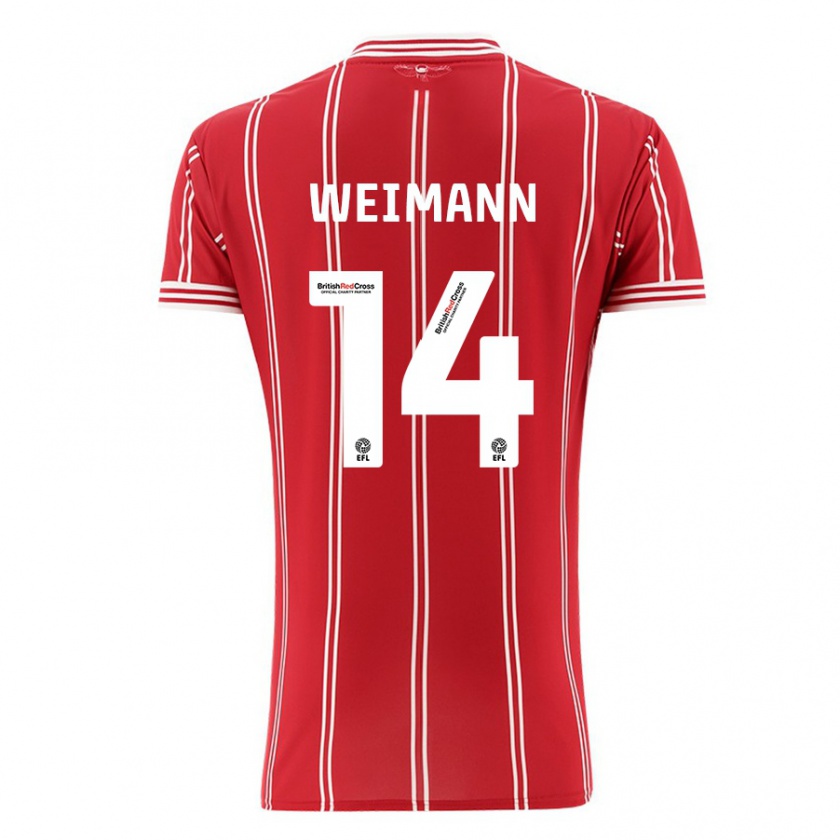 Kandiny Enfant Maillot Andreas Weimann #14 Rouge Tenues Domicile 2023/24 T-Shirt